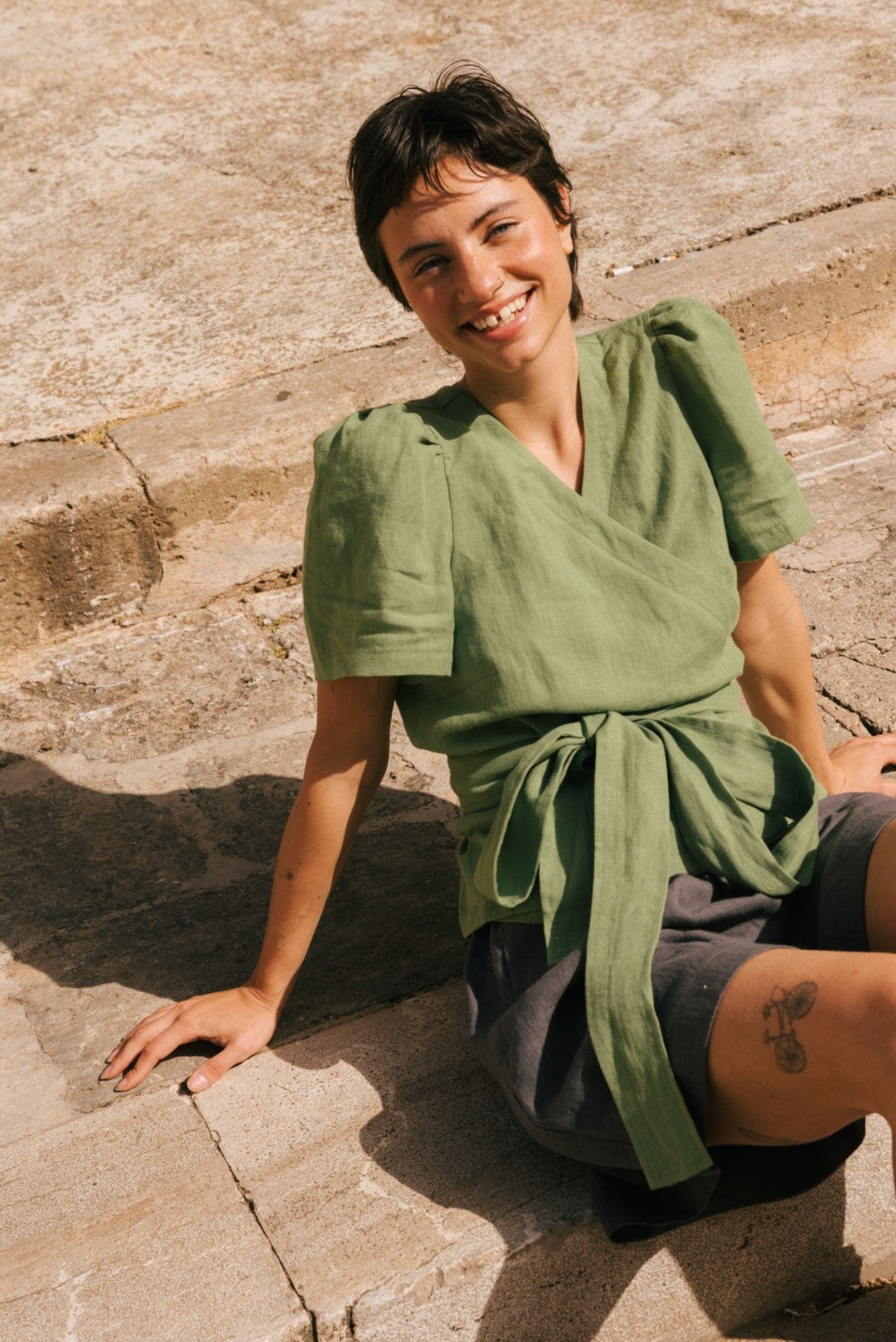 AmourLinen Linen dress Elisa wrap linen top Elisa wrap linen top