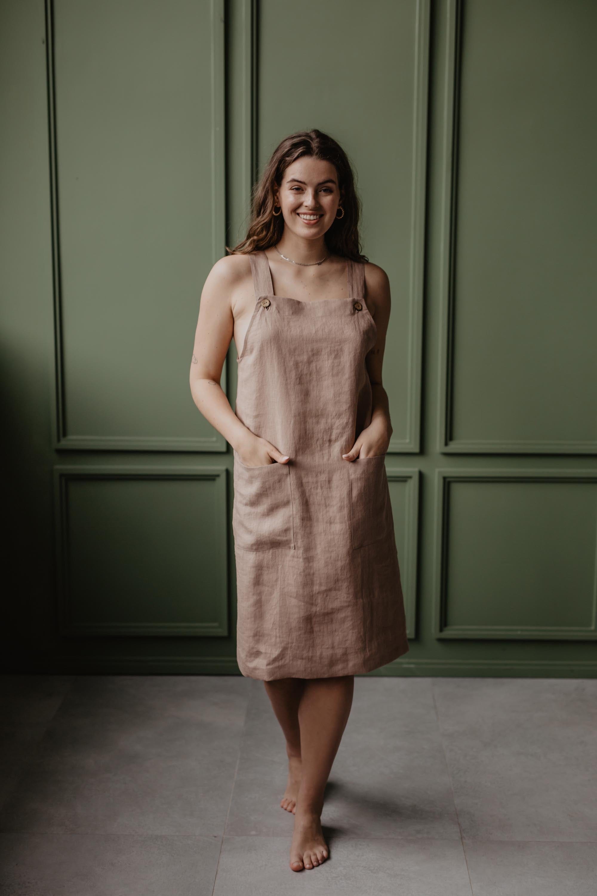AmourLinen Linen dress Linen apron dress JADE Linen apron dress JADE | AmourLinen | Linen Clothing