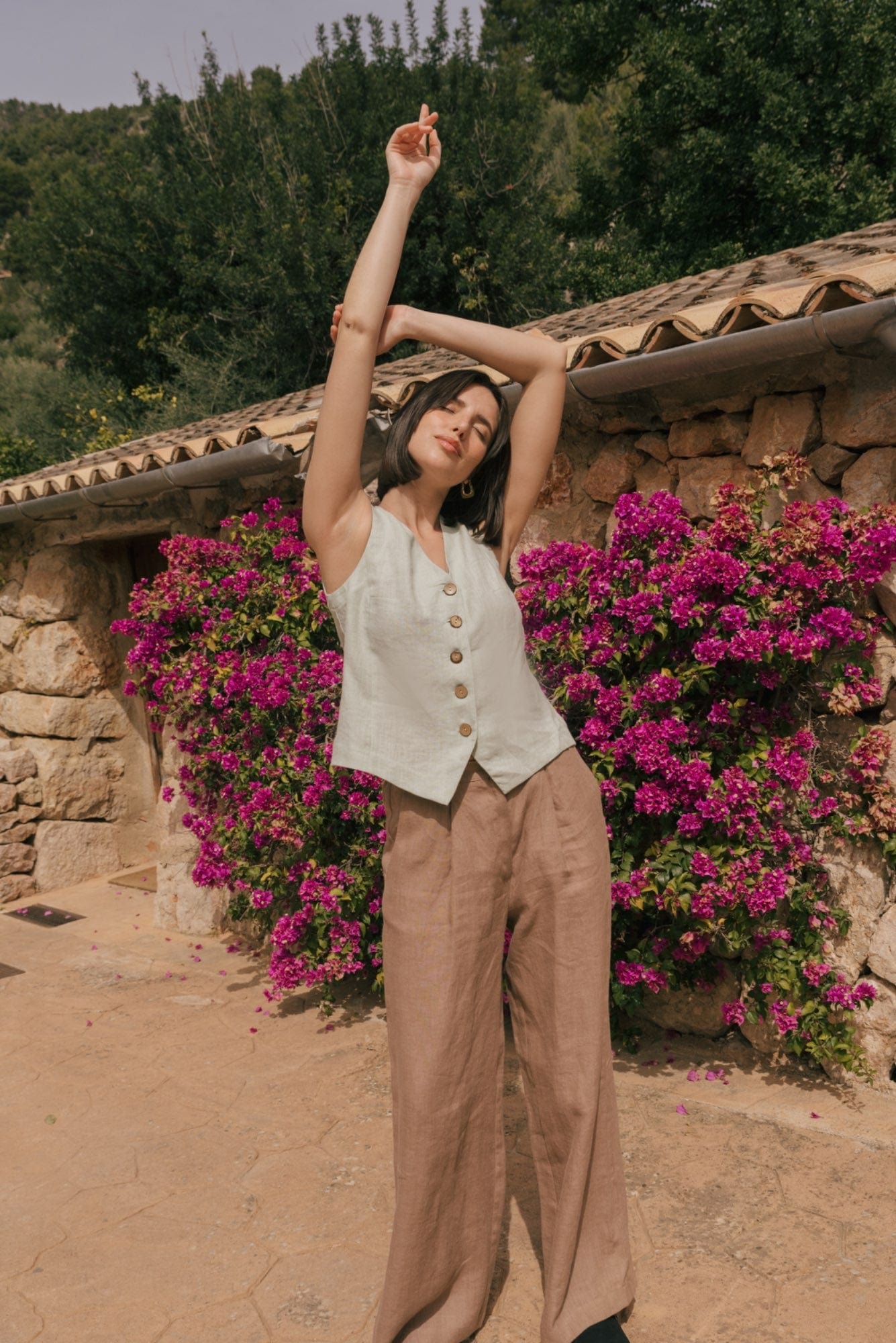 AmourLinen Linen tops S / Sage Green Greta linen vest S Sage Green Greta linen vest S Sage Green