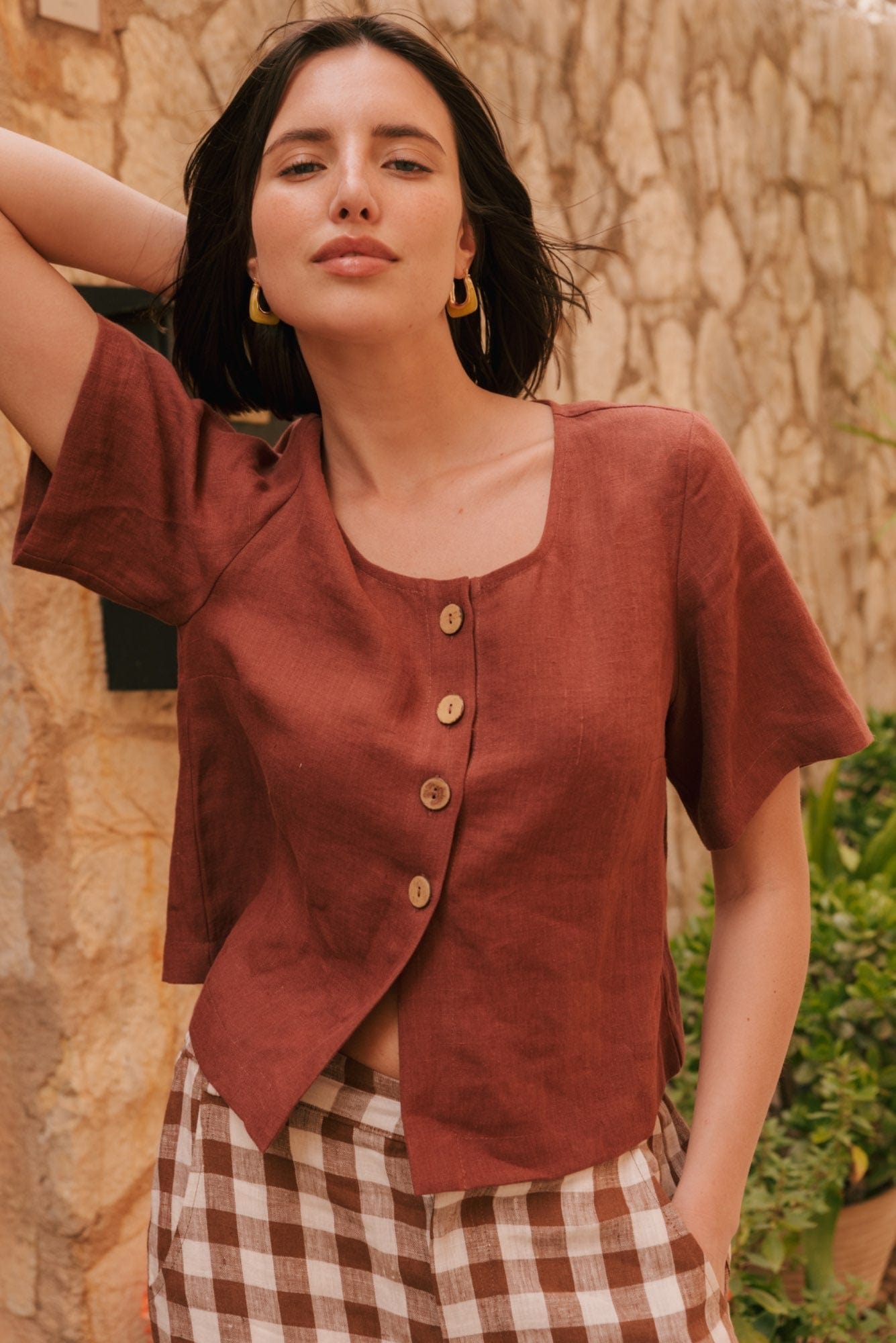 AmourLinen Linen dress Maeve button linen top Maeve button linen top