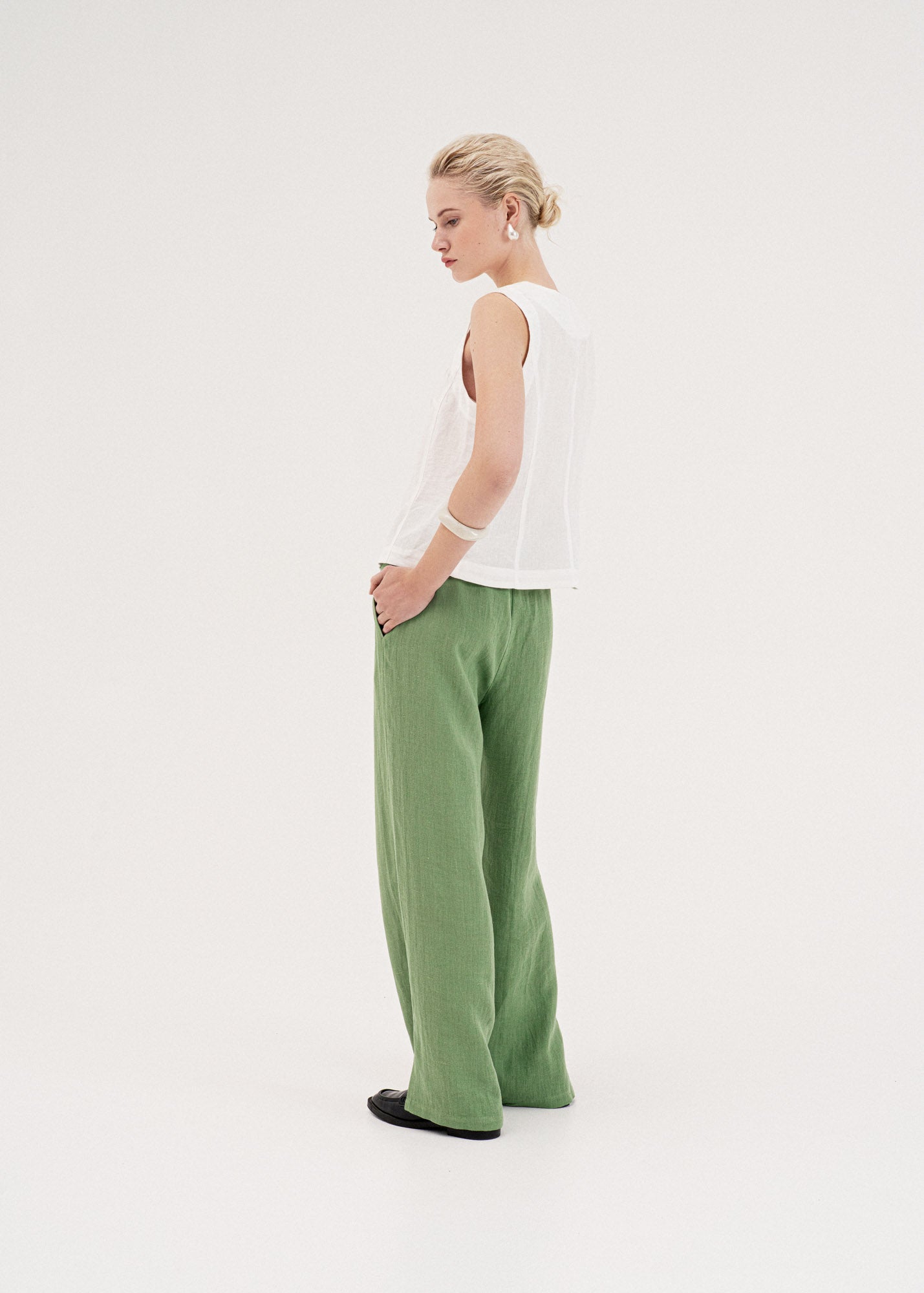 AmourLinen Linen dress Leah wide linen pants with slits Leah wide linen pants with slits