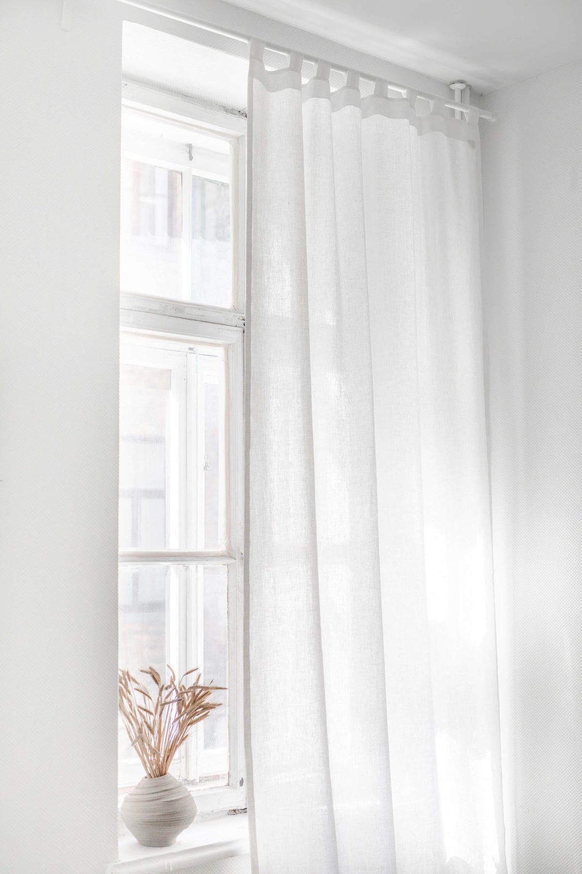 AmourLinen Linen curtains 53x76" / 135x193cm / White Tab top linen curtain - 53x76" / 135x193cm / White Tab top linen curtain - 53x76" / 135x193cm / White